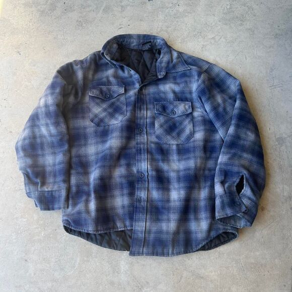 Yago Blue Flannel y2k latin style Los Angeles Mens size L - Picture 1 of 2